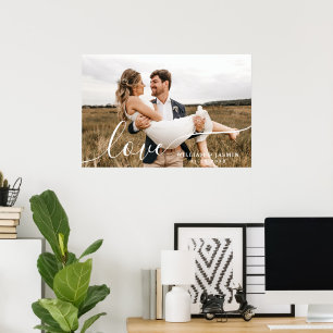Poster Foto de casamento de recém-casados com roteiro de