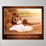 Poster Foto de Casamento do Estilo de Madeira Rustic<br><div class="desc">Impressão de madeira rustica,  Foto personalizada de casamento Poster</div>