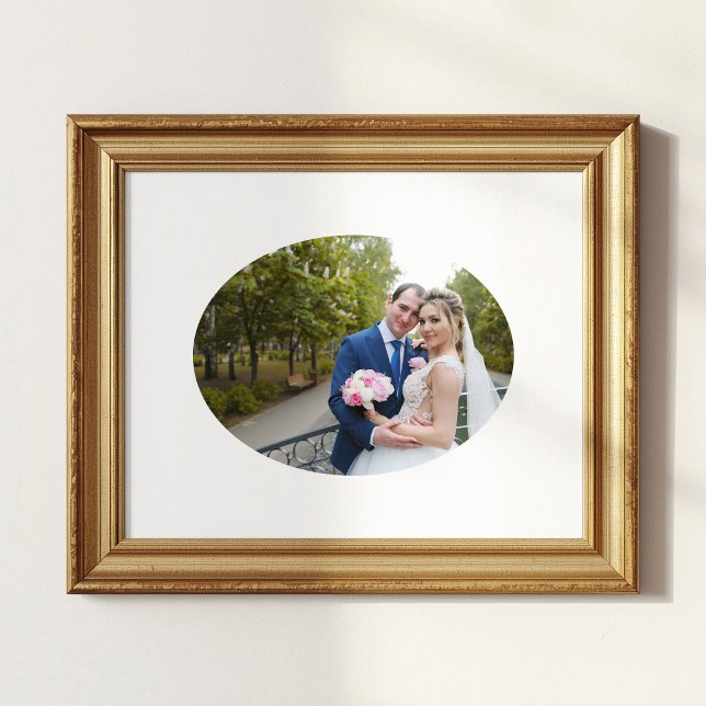 Poster Foto de casamento em forma oval horizontal (Horizontal Oval Shape Wedding Photo Poster)
