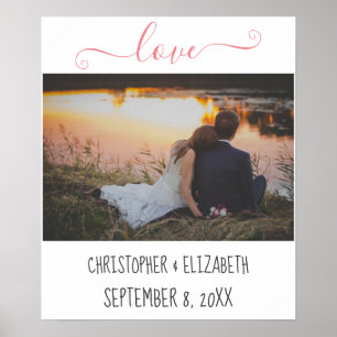 Poster Foto de casamento personalizada com nomes e data
