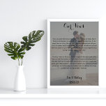 Poster foto de casamento personalizada com votos de casam<br><div class="desc">Personalizado com suas letras de música de casamento ou votos de casamento ou qualquer mensagem e foto que você quiser,  um presente de excelente ou aniversário para seu parceiro/cônjuge</div>