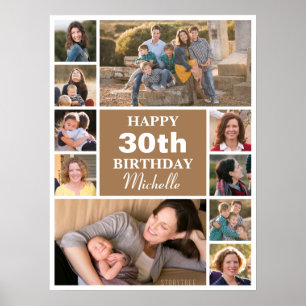 Poster Foto de Colagem de Aniversário Personalizada