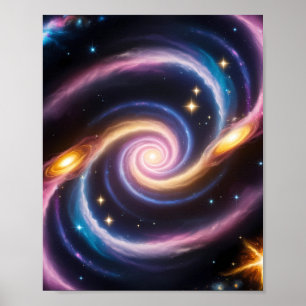 Poster Foto de estrelas e galáxias de diferentes cores