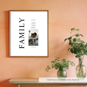 Poster Foto de Família Minimalista Elegante 3 Anos de Nas