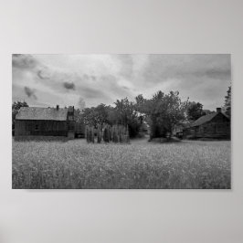 Poster Foto De Fazenda De Trigo Branco E Preto Vintage