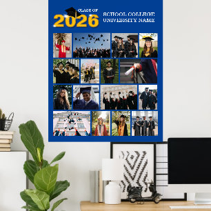 Poster Foto de Formatura Azul Moderna Personalizada