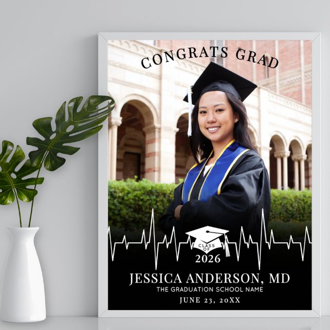 Poster Foto de Formatura da Faculdade de Medicina (Medical School Graduation Photo Sign)