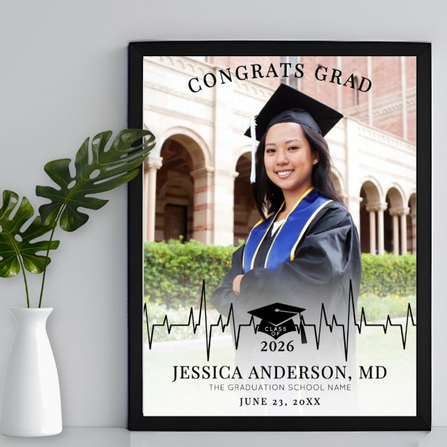 Poster Foto de Formatura da Faculdade de Medicina (Medical School Graduation Photo Sign)