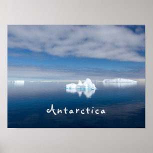 Poster Foto de gelo flutuante na Antártica com texto