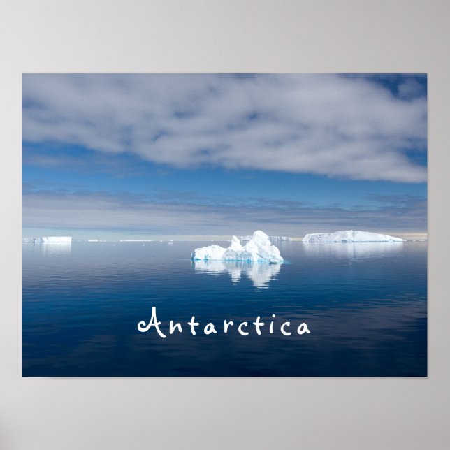 Poster Foto de gelo flutuante na Antártica com texto (Frente)