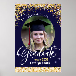 Poster Foto de Graduação de Espumantes Glitter Dourado El