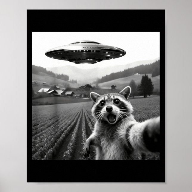 Poster Foto de Guaxinim com Alien Ufo Guaxinim Alien Engr (Frente)