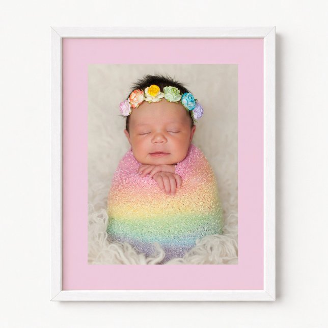 Poster Foto de Nova Bebê Menina Rosa Pálido (Pale Pink New Baby Girl Photo Poster)