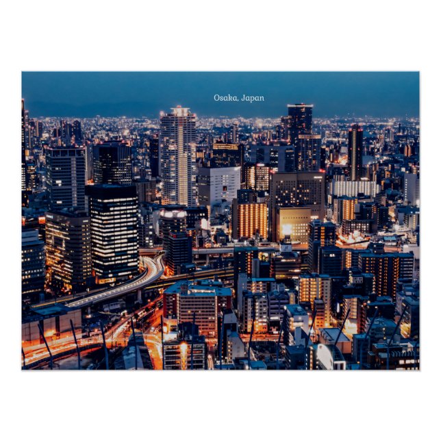 Póster Foto de paisagem urbana de Osaka no Japão (Frente)