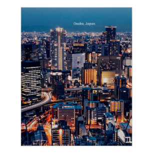 Póster Foto de paisagem urbana de Osaka no Japão