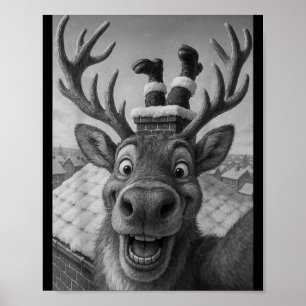 Poster Foto de Renas Divertida Natal Meninos Meninas Nata
