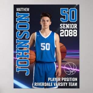 Poster Foto de retrato do jogador MVP de basquete sênior 