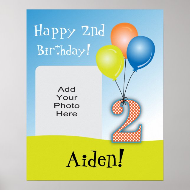 Póster Foto de segundo aniversário para Criança de Balões (Frente)