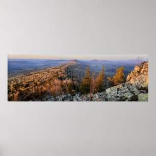 Poster foto de uma floresta montanhosa de outono, montanh