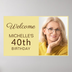 Poster Foto do 40º aniversário de mulher em amarelo 