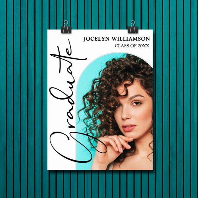 Poster Foto do Arco de Script de Graduação Chic (Chic graduation script on arched photo party poster - PRINTED and/or INSTANT DOWNLOAD)