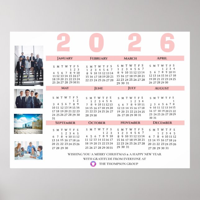 Poster Foto do Calendário de 2026 Natal Ano Novo Corporat (Frente)