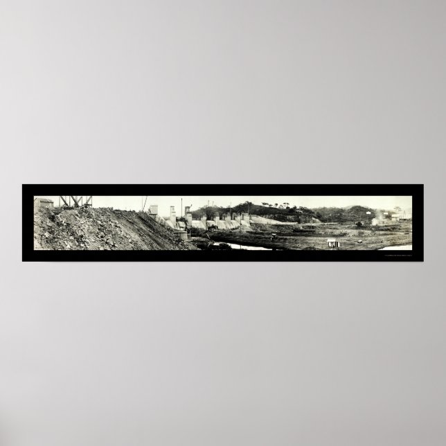 Poster Foto do Canal do Panamá em Spillway 1913 (Frente)