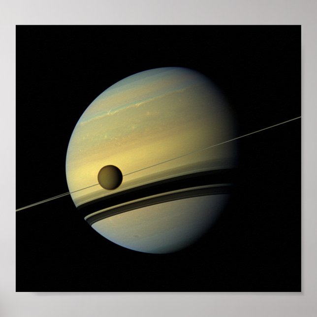 Póster Foto do Espaço de Saturno e Titan Cassini (Frente)