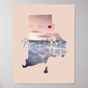 Poster Foto do Estado de Rhode Island e nome da cidade