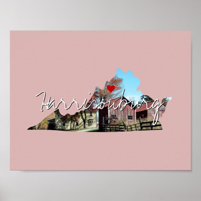 Poster Foto do Estado de Virgínia e nome da cidade (Frente)