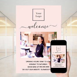 Poster Foto do logotipo comercial, blusa rosa dourado