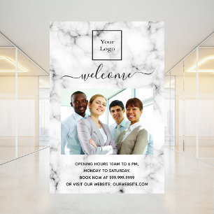Poster Foto do logotipo comercial: marble white