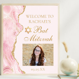 Poster Foto do Partido Chic Dourado Agate Bat Mitzvah