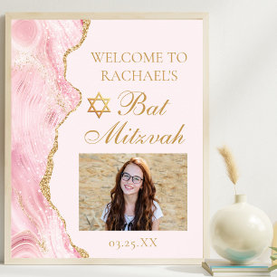 Poster Foto do Partido Chic Dourado Agate Bat Mitzvah