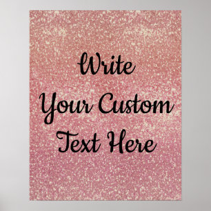 Poster Foto do Partido do Aniversário Prop Pink Dourado A