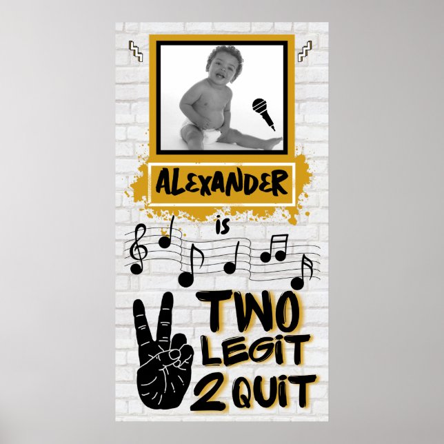 Poster Foto do segundo aniversário Hip Hop Retro 90 com d (Frente)