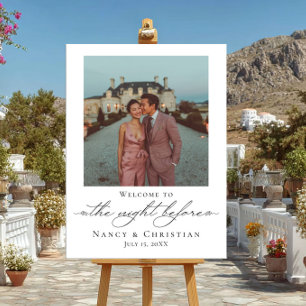 Poster Foto do sinal de boas-vindas na noite anterior