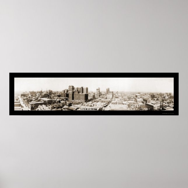Póster Foto do Skyline Dallas TX 1920 (Frente)