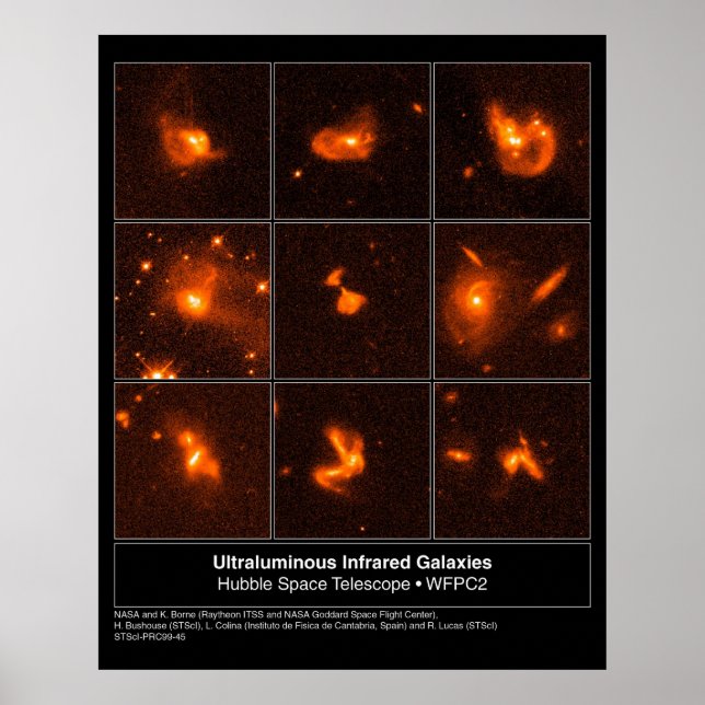 Póster Foto do Telescópio Hubble Galáxias Infared (Frente)
