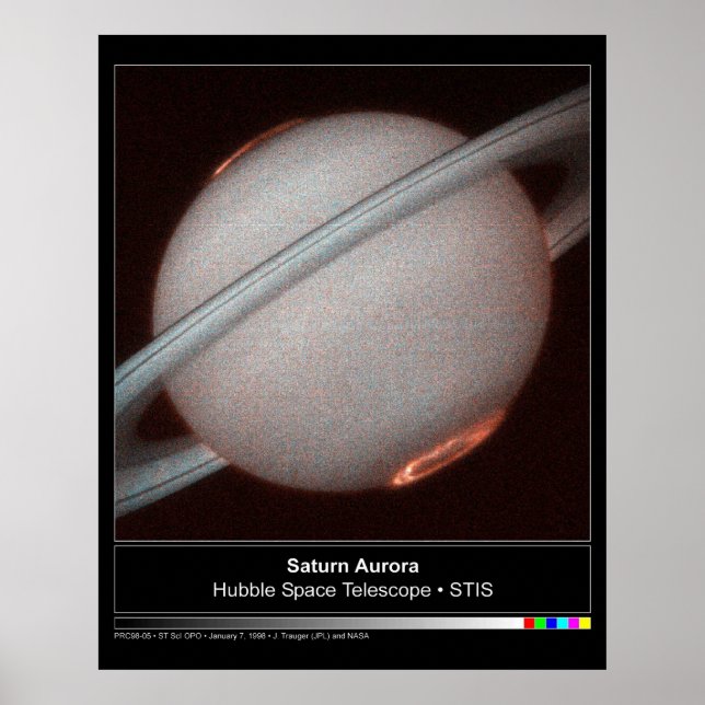 Póster Foto do Telescópio Saturn Aurora Hubble (Frente)