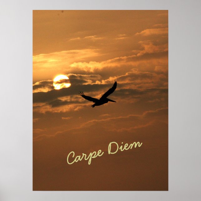 Poster Foto Dourada Sunrise Carpe Diem Ocean (Frente)