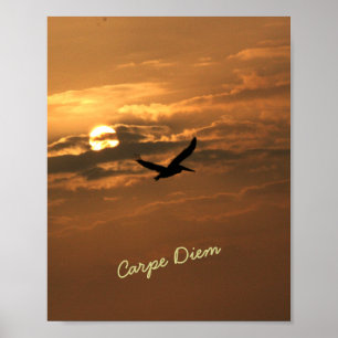 Poster Foto Dourada Sunrise Carpe Diem Ocean