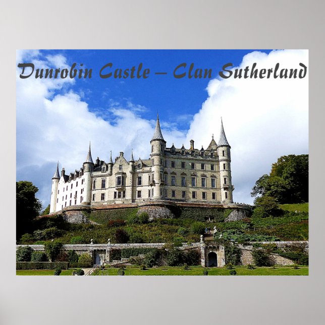 Poster Foto elegante do Castelo Dunrobin, de Sutherland (Frente)