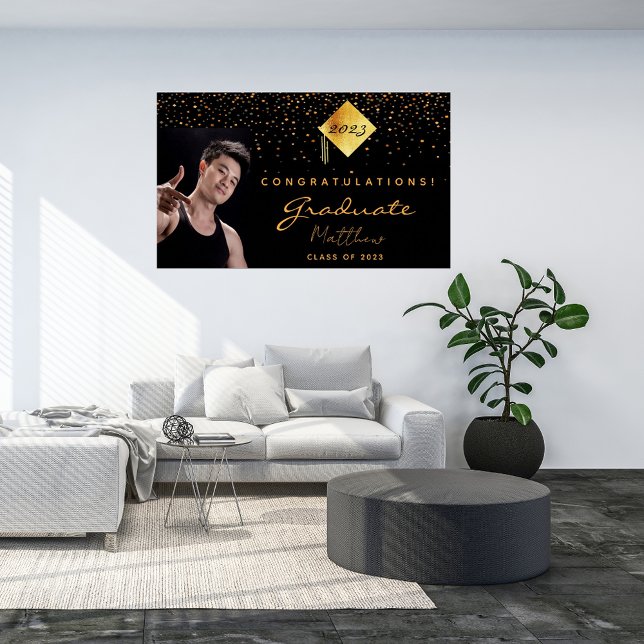 Poster Foto em ouro negro da festa de formatura 2025 (Criador carregado)