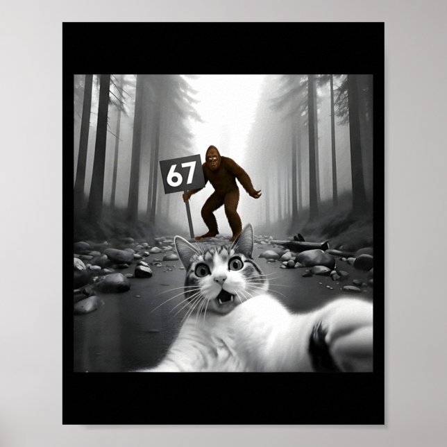 Poster Foto Engraçada de Gato com Bigfoot 67 Seis Sete Me (Frente)