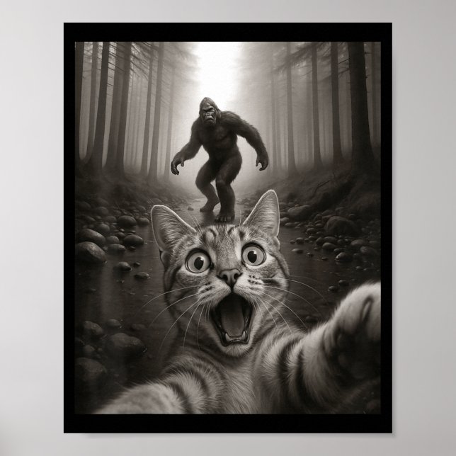 Poster Foto engraçada de gato surpreso Ed com Pé Grande S (Frente)