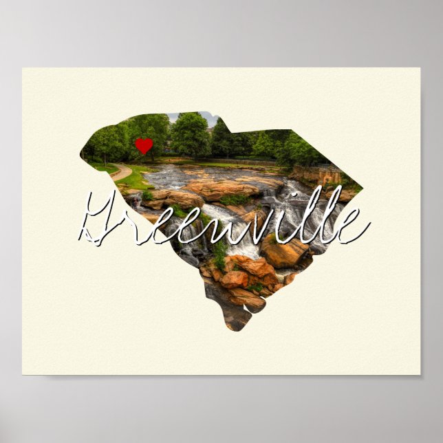 Poster Foto estatal da Carolina do Sul e nome da cidade (Frente)