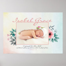 Póster Foto Floral Baby Frame com Verso de Bíblia