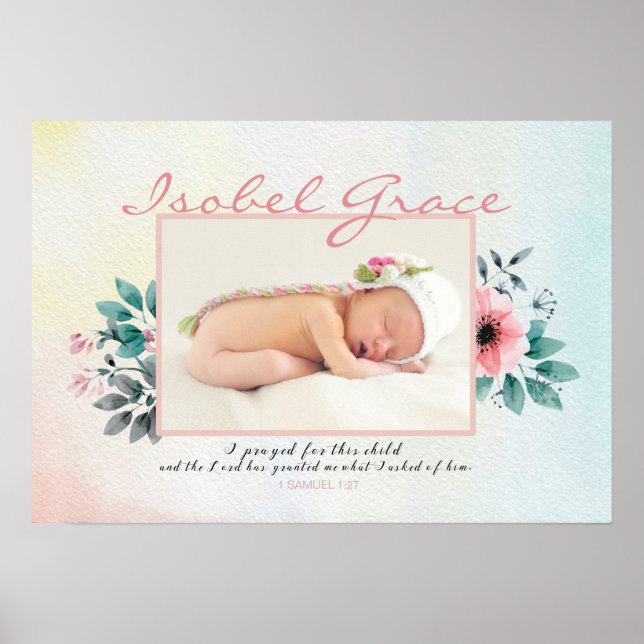 Póster Foto Floral Baby Frame com Verso de Bíblia (Frente)