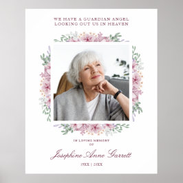 Poster Foto Floral Cor-de-Rosa Lembrança Casamento Caros